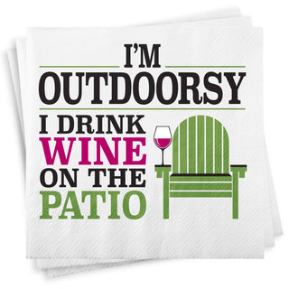 Funny Outdoor Wine Napkins – “I’m Outdoorsy, I Drink Wine on the Patio” Pack