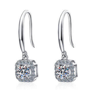 Moissanite Hook Earrings – 1.0 ct D Color VVS1 in 925 Sterling Silver with Platinum Finish