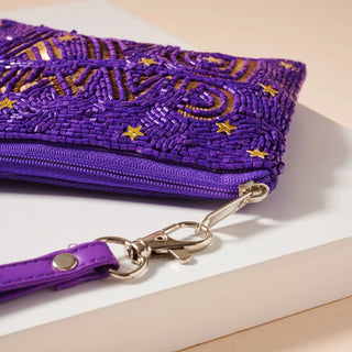 Game Day Stars Beaded Coin Pouch with Star Sequins