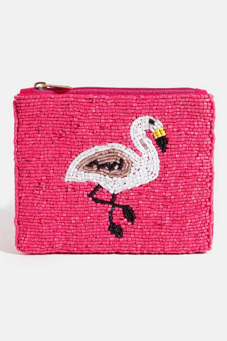 Seed Beaded White Flamingo Coin Purse – Fun Gift Pouch