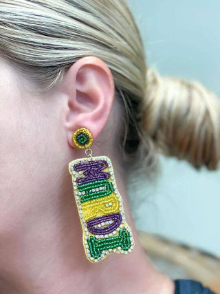 Mardi Gras Beaded & Rhinestone Earrings