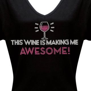 Awesome Rhinestone Wine T-Shirt