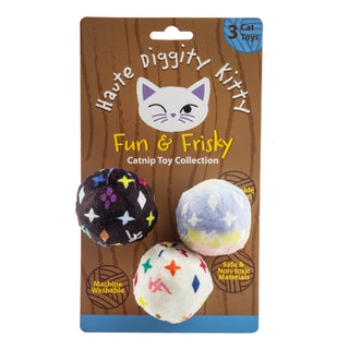 Organic Catnip Toy Balls for Cats | Set of 3 Plush Cat Toys