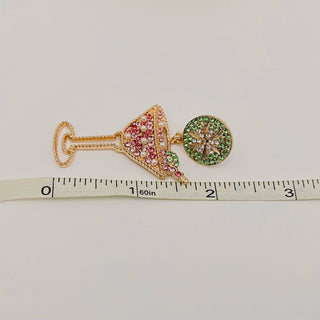 Martini Glass Lemon Slice Rhinestone Earrings | Colorful Cocktail Jewelry