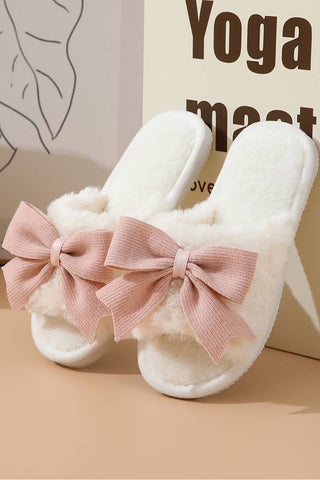 Women’s Plush Bow Slippers | Cozy Bow Knot Decor House Shoes