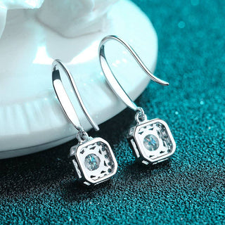 Moissanite Hook Earrings – 1.0 ct D Color VVS1 in 925 Sterling Silver with Platinum Finish