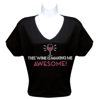 Awesome Rhinestone Wine T-Shirt