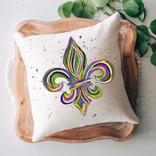 Fleur de Lis Throw Pillow | Decorative Polyester Linen with Zipper