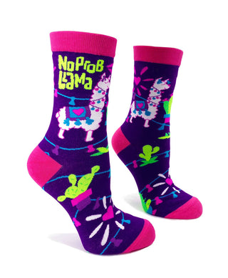Funny Llama Socks for Women – Colorful Crew Socks Size 5-10