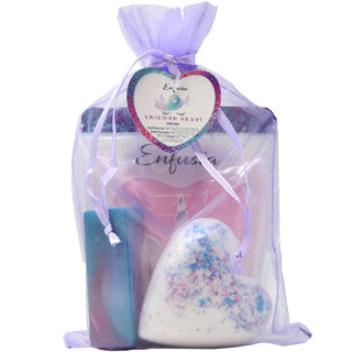 Unicorn Heart Bath Gift Set | Bath Bomb, Soap & Bath Powder