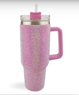 40 oz Rhinestone Tumbler – Pink Stainless Steel, Insulated Cup
