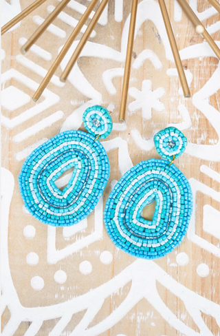Turquoise Seed Bead Earrings – Boho Statement Jewelry