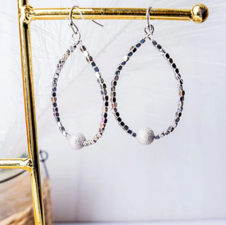 Teardrop Earrings - Silvertone
