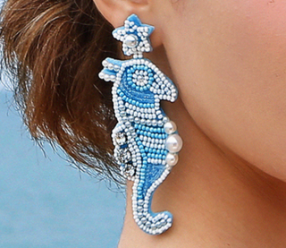 Beaded Seahorse Earrings – Coastal Statement Jewelry with Ocean Charm