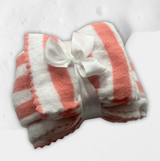 Pink Striped Plush Bath Towel Gift Set – Ultra Soft & Absorbent
