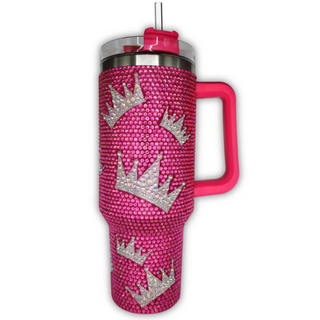 Rhinestone Crown 40 oz Tumbler Cup | Insulated Bling Cup & Pageant Gift