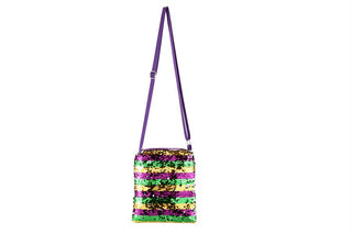 Ladies Glittery Mardi Gras Colors Cross Body Bag