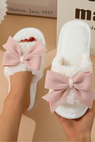 Women’s Plush Bow Slippers | Cozy Bow Knot Decor House Shoes
