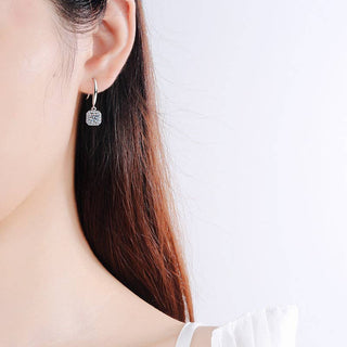 Moissanite Hook Earrings – 1.0 ct D Color VVS1 in 925 Sterling Silver with Platinum Finish