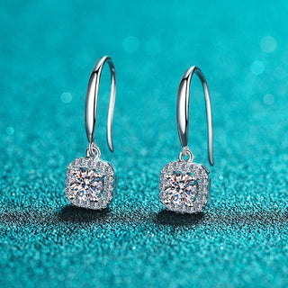 Moissanite Hook Earrings – 1.0 ct D Color VVS1 in 925 Sterling Silver with Platinum Finish