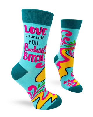 Funny Empowerment Socks for Women – Love Yourself Crew Socks