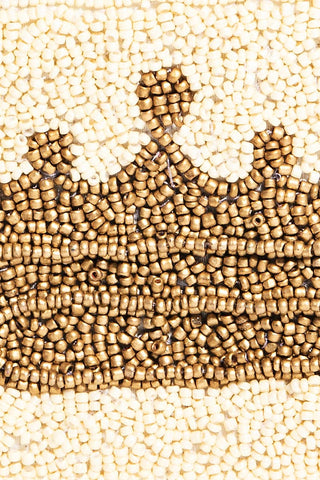 White Beaded Golden Crown Coin Purse – Elegant Gift Pouch
