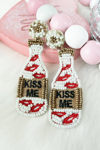 KISS ME Bottle Seed Bead Earrings