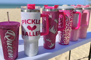 40 oz Bling Tumblers for Beach Days, Pickleball & Everyday Glam